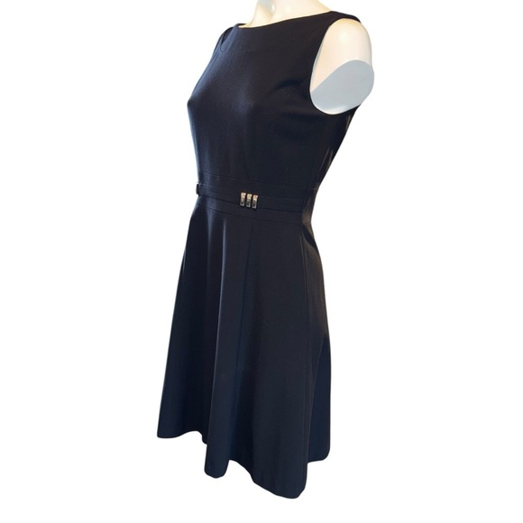 TAHARI Arthur S Levine Women’s SZ 4 Black A-Line Dress With Bateau Neckline - Picture 4 of 6
